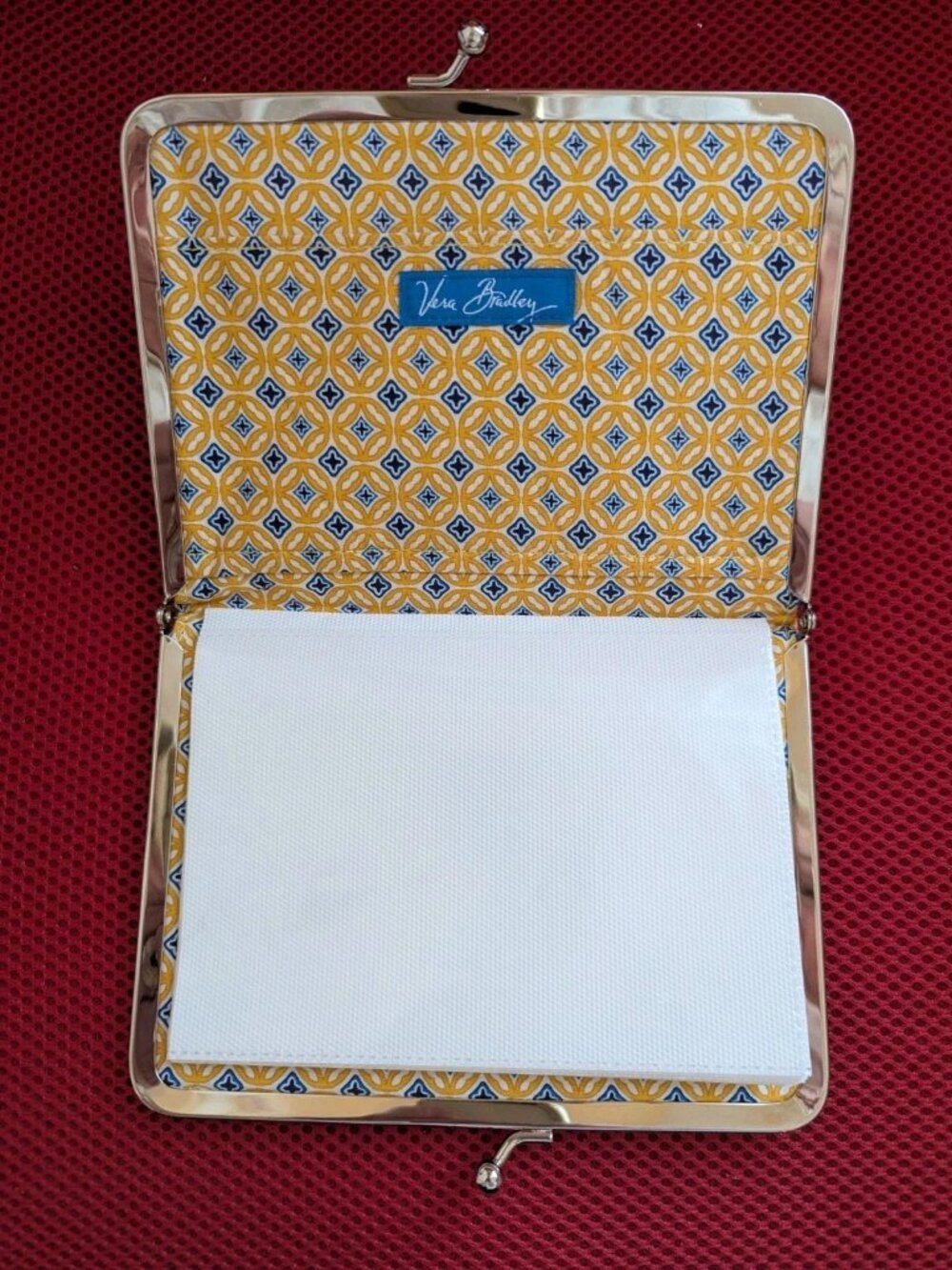 Vera Bradley Riviera Blue Kisslock Frame Photo Album Holder New Blue Yellow - Picture 3 of 6